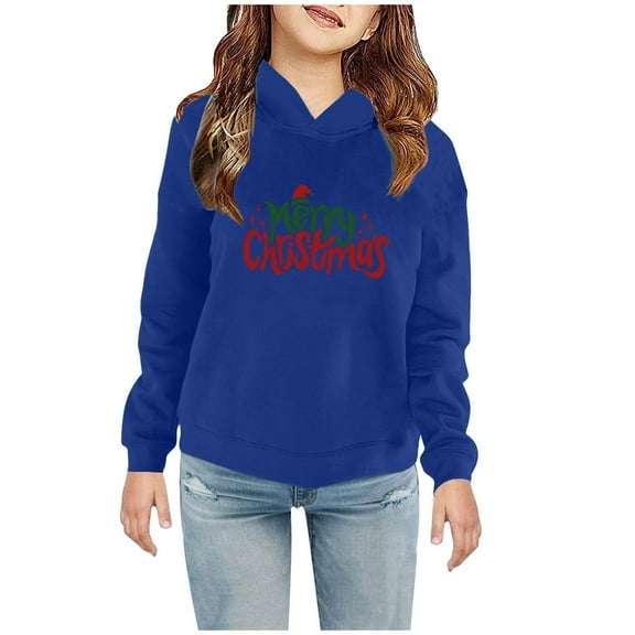 Honeeladyy Christmas Boys Girls Hooded Pullover Kids Loose Hoodies Sweatshirt Tops Soft Printed Warm Blouse #Fa-Halloween Gifts