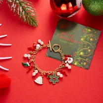 Honeeladyy Christmas Bracelet for Women Girls Jingle Bell Novelty Adjustable Christmas Gifts for Family and Friends, Christmas Novelty Bracelet with Christmas Tree Snowflakes Santa Moon