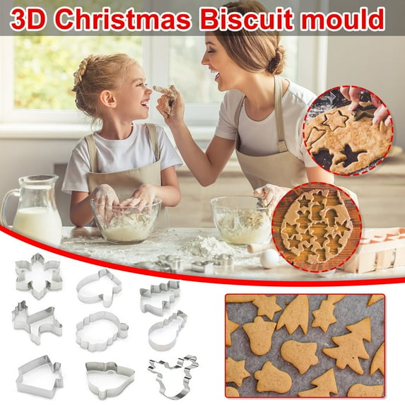 Honeeladyy Christmas Cookie Cutters, 9Pcs Small Christmas Graphic Cookie Cutters, New Year Holiday Cookie Cutters, DIY Baking Molds for Christmas, Graduation, Birthday Party