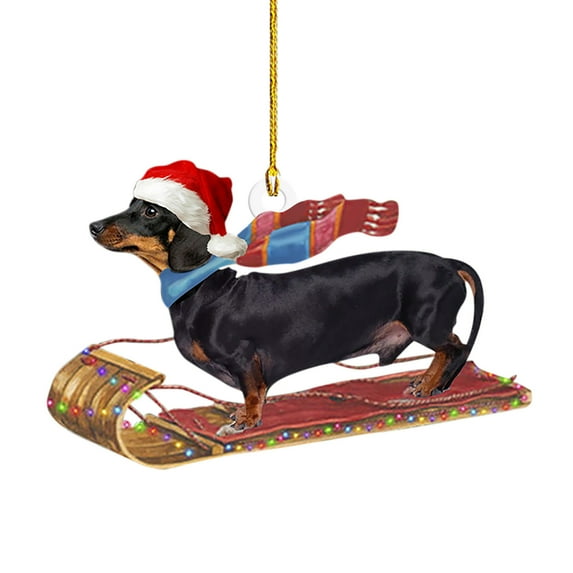 Honeeladyy Christmas Decorations Gift, Dachshund Ornament Acrylic Pendants, Christmas Tree Decor Dog, Home Decor for Fireplaces, Window, Doors, Walls