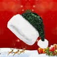 thumbnail image 1 of Honeeladyy Christmas Hat Sequin Santa Hat for Adults with Shiny Sequin and Fluffy Pompom, Santa Hat for Christmas Party Supplies (Green), 1 of 3