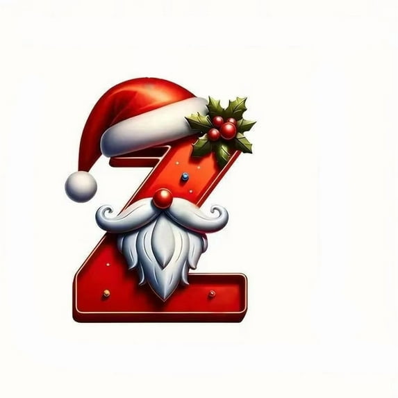 Honeeladyy Christmas Initial with Red Hat Christmas Tree Hanging Ornaments Personalized Christmas 26 Letters Christmas Decoration for Refrigerators, Doors, , Walls, Fireplace, Mantle (Z)