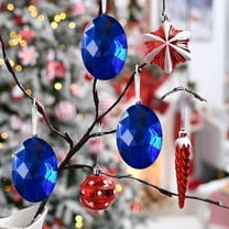Honeeladyy Christmas Jewel Ornaments, Plastic Jewel Hanging Ornaments Christmas Tree Hanging Decor Colorful Xmas Oval Gemstones for Wedding Valentine's Day Party Decor, Blue