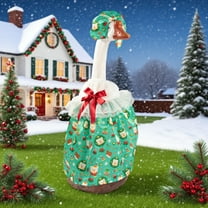 Honeeladyy Christmas Porch Goose Outfit Dresses Clothes Waterproof Fade-Resistant Porch Goose for Yard Lawn Outdoor Garden Patio Statue Xmas Santa Holiday Decor