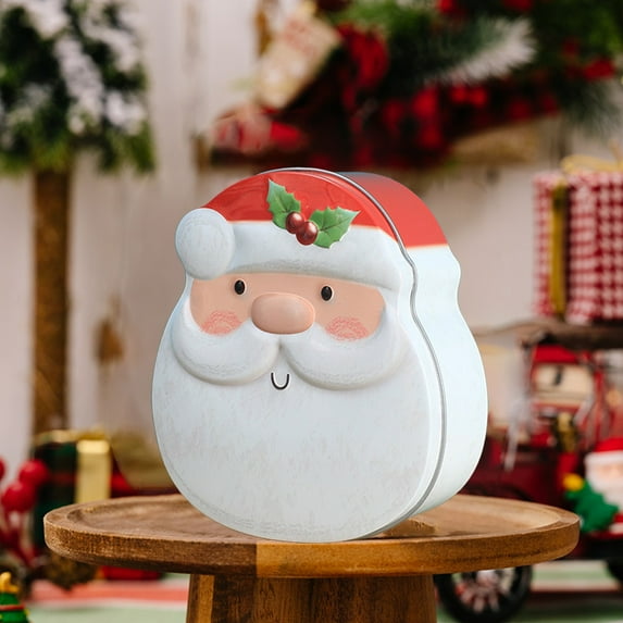 Honeeladyy Christmas Tin Box, Christmas Cookie Tin, Metal Candy Box with Lid, Decorative Storage Container Gift Box for Christmas Party Favor