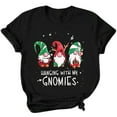 thumbnail image 1 of Honeeladyy Clearance under 10$ Hanging with My Gnomies Christmas Cute T Shirt Womens Letter Novetly Funny Printed Short Sleeve Holiday Family Cmofy Tops Bla, 1 of 3