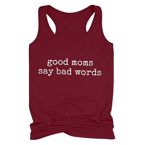Honeeladyy Clearance under 5$ Good Moms Say Bad Words Tank Tops for Women Attitude Saying Printing Funny Racerback Summer Casual Beach Sleeveless Vest