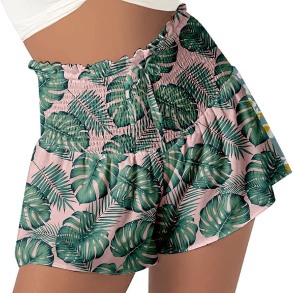 Honeeladyy Clearance under 5$ Women Shorts for Women Drawstring Shorts Casual Summer Flowy High Waisted Spors Shorts Quick Dry Cute Printed Beach Short Pants