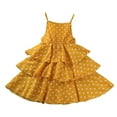 thumbnail image 1 of Honeeladyy Clearance Uder $5.00 for Girls' Summer New Sleeveless Printed Round-Neck Embroidery Mesh Princess Bow Skirt for Daily Playwear(Yellow,5-6 Years), 1 of 5