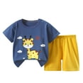 thumbnail image 1 of Honeeladyy Clearance Uder $5.00 for Summer Girls And Boys T-shirt Baby Clothes Short Sleeved Shorts Set Outwear(Dark Blue,4-5 Years), 1 of 3