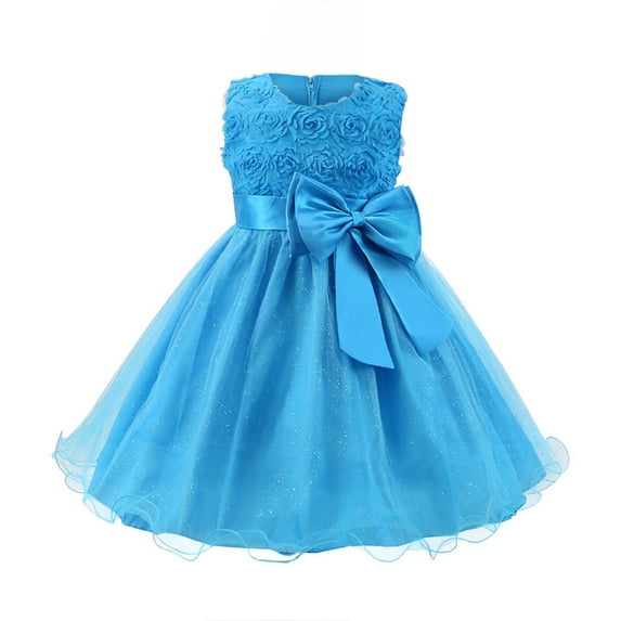 Honeeladyy Clearance under 10$ Children Dress Girls Sleeveless Princess Dress Bow Tie Lace Flowers Mesh Dress Tufted Dress