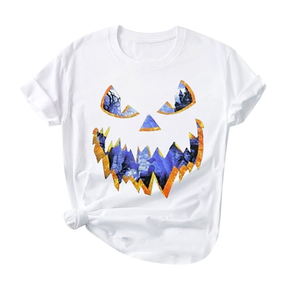 Lilgiuy Clearance under 10$ Fashion Womens O-Neck Print Solid Color Short Sleeve Print Tee Tops
