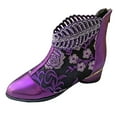 thumbnail image 1 of Honeeladyy Clearance under 10$ Women Boots Retro Embroidered Rhinestone Thick Heel Shoes Boots Plus Size Boots, 1 of 5