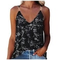 thumbnail image 1 of Honeeladyy Clearance under 10$ Women Floral + Leaves Print Shirt Summer Sleeveless Casual Loose Blouse V Neck Comfy Trendy Tops Soft Camisole, 1 of 6