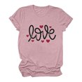 thumbnail image 1 of Women Valentines Day Plaid Love Heart Graphic Letter Print Tee Short Sleeve Loose Fit Lover T-Shirt, 1 of 7