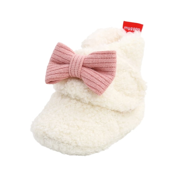 Honeeladyy Toddler Kid Shoes Infant Kids Girl's Baby Soft Cotton Shoes Toddler Bow-knot Warm Shoes White Clearance under 10$