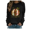thumbnail image 1 of Honeeladyy Clearance under 5$ Thanksgiving Sweatshirt for Women Thankful Art Letter Printed Long-Sleeve Shoulder Loose Blouse Casual Graphic Pullover, 1 of 4