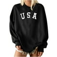 thumbnail image 1 of Honeeladyy Clearance under 5$ USA Vintage Hoodies Womens Letter Print Tops Pullover Sweatshirt Casual Crewneck Long Sleeve Boyfriend Style Hooded, 1 of 8