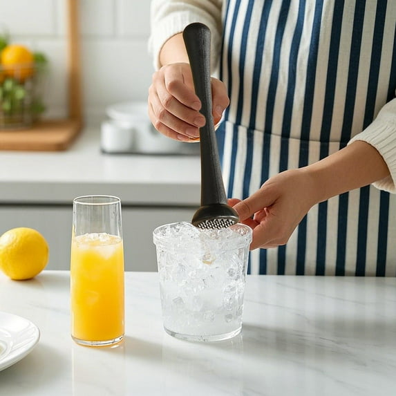 Honeeladyy Cocktail Muddler for Mixing Drinks, Plastic Bar Tool for Crushing Mint, Fruit, Ice, and Herbs, Lemon Smasher and Drink Mixer for Home Bar, Kitchen, Party or Bartending Use, Black