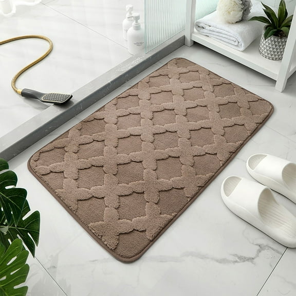 Honeeladyy Coffee Color Bath Mat 23.6x15.7 Inches, Super Soft Velvet Floor Rug with Non-Slip Backing, Absorbent Toilet Mats for Bathroom and Bedroom, Easy Care Washable Polyester Fabric