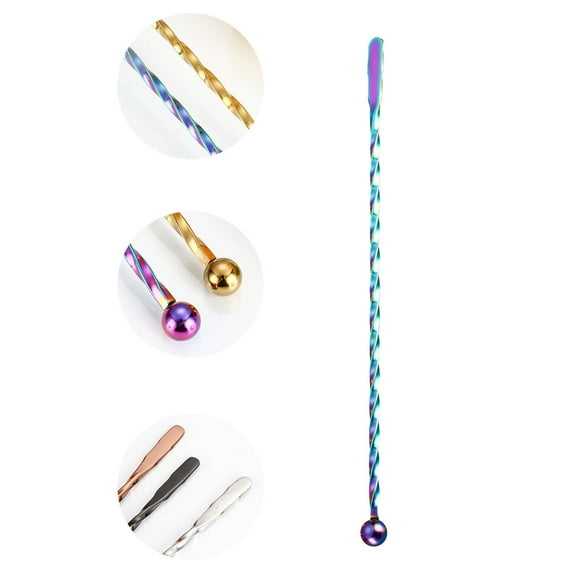 Honeeladyy Coffee Stick Stainless Steel Stick Reusable Metal Stirring Rod Cocktail Coffee Drink Stirrer Spoon Beverage Cocktail Stirrers for Birthday Bar Restaurant Wedding Picnic, Multicolor