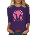 thumbnail image 1 of Honeeladyy Cute Easter Blouse for Women,Spring Casual Pullovers Three Quarter Sleeve Bunny Graphic Top Gift Purple XL, 1 of 4