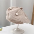 thumbnail image 1 of Honeeladyy Cute Knitted Beret Hat for 3-48 Months Girls, Solid Color Super Soft & Comfortable Stylish Infant Girl Beret Hat Fit for Outdoor Activities Gift, Khaki, 1 of 3