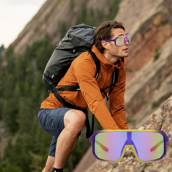 Honeeladyy Cycling Glasses for Women and Men, Outdoor Windproof Sports Sunglasses, Uv Protection, Lightweight and Practical, Adult Running Fishing Driving Baseball Glasses, Purple