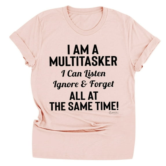 Honeeladyy Deals I Am a Multitasker I Can Listen Ignore T-Shirt for Women Funny Novelty Letter Print Tops Casual Short Sleeve Summer Tops Pink