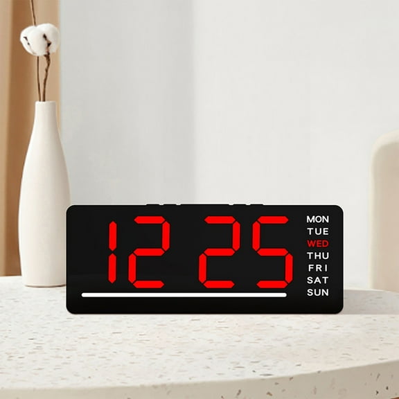 Honeeladyy Digital Alarm Clock for Bedrooms, 6.1" Large LED Display with Date Temperature Time Display, Portable Snooze Clock Brightness for Everyone (Red)