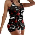 thumbnail image 1 of Honeeladyy Discount Love Heart Print Pajama Sets for Women Valentine's Day Sleeveless Tank Top and Shorts Two Piece Nightwear Soft Pj Sets, 1 of 8
