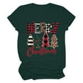 thumbnail image 1 of Honeeladyy Discount Merry Christmas Shirt for Women Letter Pattern Cute T-Shirt Leopard Plaid Tree Casual Graphic Print Funny Crewneck Tees Tops Green, 1 of 5