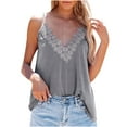 thumbnail image 1 of Honeeladyy Discount Women's Lace Up Tank Tops Spaghetti Strap String V Neck Vest Summer Sleeveless Casual Tops Beach Vacation Loose Fit Tops Gray, 1 of 6