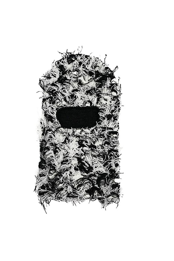 Distressed Balaclava Ski Mask, Men's Shiesty Yeat Custom Knitted Warm Face Mask for Fun Party Skiing and Hunting