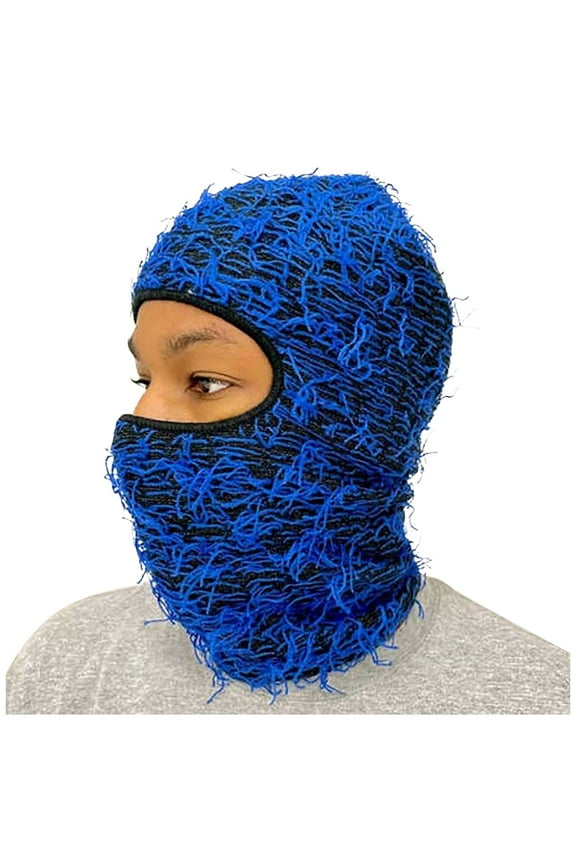 Distressed Balaclava Ski Mask, Men's Shiesty Yeat Custom Knitted Warm Face Mask for Fun Party Skiing and Hunting