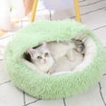 thumbnail image 1 of Honeeladyy Dog Beds & Cat Cave Bed with Hooded Cover, Washable Round Beds for Small Medium Pets, Non-slip Faux Fur Fluffy Coved Bed for Improved Sleep, Green (15.75"x15.75"), 1 of 6