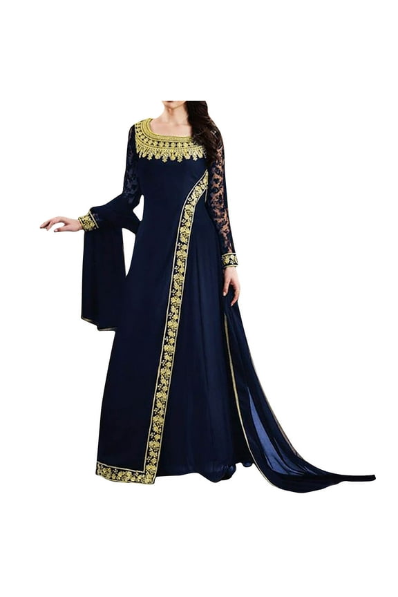 Dresses for Women 2023 Wedding Guest ,Women's Medieval Costume Retro Renaissance Women's Dress #Gc-Blue-XXL