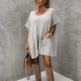 thumbnail image 1 of Honeeladyy Dresses for Women Summer Casual Loose Women's Fashion Casual Solid Pullover Comfortable Short Sleeve V-Neck Dress, 1 of 9