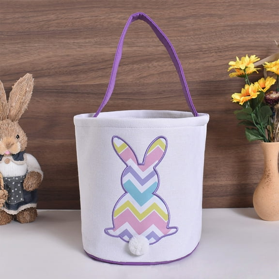 Honeeladyy Easter Baskets for Kids, Baby First Easter Basket with Handle, Empty Soft Lightweight Bunny Egg Basket, Easter Baskets for Boys, Girls, Toddler, Babies, Infant Easter Gifts Basket, Purple