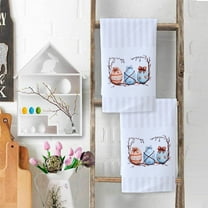 Honeeladyy Easter Bunny Kitchen Towels, 18x28 Inch Decorative Dish Towels Absorbent Quick Drying Hand Cloths Hanging Reusable Cleaning Dishcloths for Cooking Housewarming