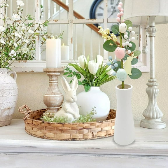 Honeeladyy Easter Decor, 20.5 Inches Artificial Easter Egg Picks Faux Spring Floral Bunch, Easter Flowers Sprays Stems with Rabbit for Home Centerpiece Vase ill Decor and Easter Celebration