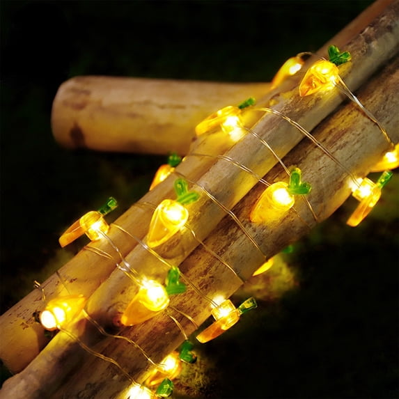 Honeeladyy Easter String Lights Battery Operated, 78.74in 20 LEDs Bunny Carrot Atmosphere Lights, Easter Decoration Lights for Home Indoor Outdoor Easter Basket Party