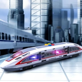 Honeeladyy Electric Bullet Train with Lights, Sounds and Openable Doors, Subway Locomotive Engine High Speed Toy Train Model Friction Powered Push and Go Toy Christmas Birthday Toy