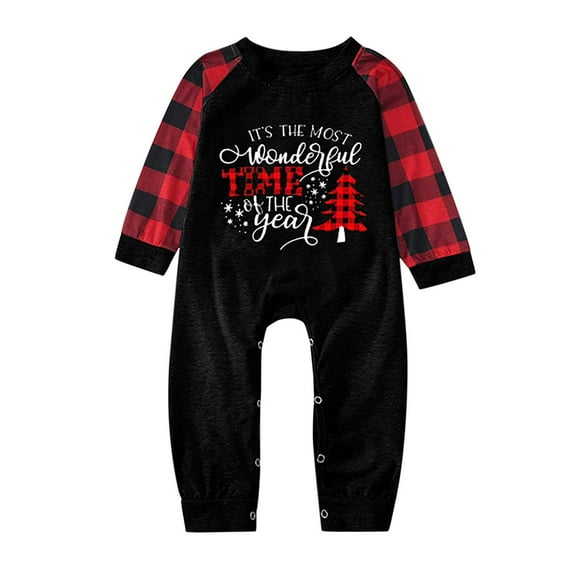 Honeeladyy Family Matching Christmas Pajamas Set,Christmas Parent-Child Outfit Baby Printed Xmas Family Matching Pajamas Crawl