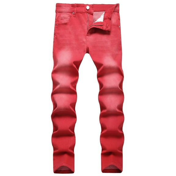 Honeeladyy Fashion Trend Men's Micro Elastic Slim Tie Elastic Small Straight Leg Mens Work Pants