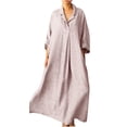 thumbnail image 1 of Honeeladyy Fashion Women Autumn V-Neck Casual Solid Loose Comfy Long Sleeve Dress Women's dating summer dresses, 1 of 4