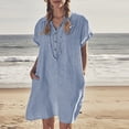 thumbnail image 1 of Honeeladyy Fashion Women's Summer Casual Cotton Loose Short Sleeve Solid Shirt Dress Women's exquisite dresses, 1 of 8