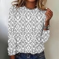 thumbnail image 1 of Honeeladyy Fashionable Women's Printed Round Neck Pullover Long Sleeved Casual Top Clearance (Gray,S), 1 of 4