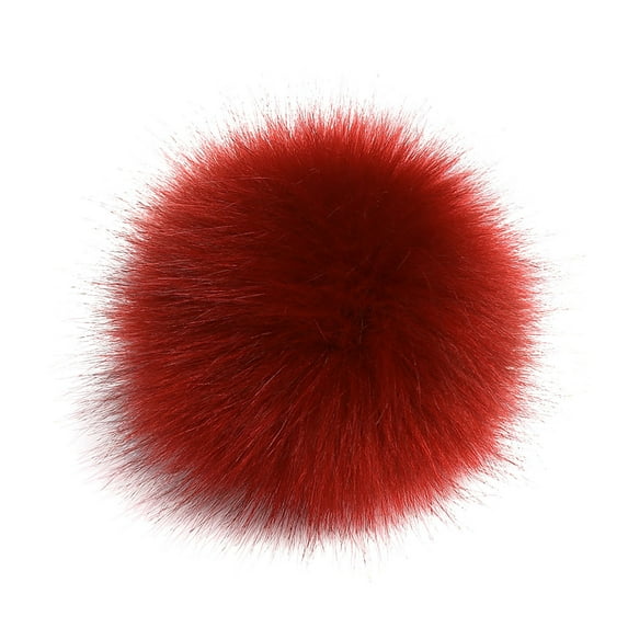 Honeeladyy Faux Fox Fur Pompoms Furry Pom Pom Ball with Elastic Loop Knitting Crafts Hat Charm Accessories