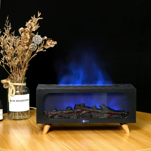 Honeeladyy Fireplace Humidifier Diffuser, 7 Colors Flame Diffuser for Essential Oils, Fire Aroma Diffuser, Air Humidifiers Aromatherapy Diffuser for Home, Bedroom, Office, Yoga